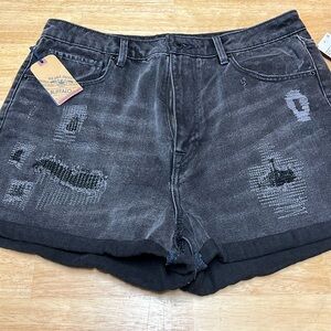 Super high rise black jean shorts